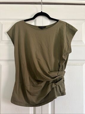 Banana Republic Olive Green Side-Knot Cap Sleeve Top